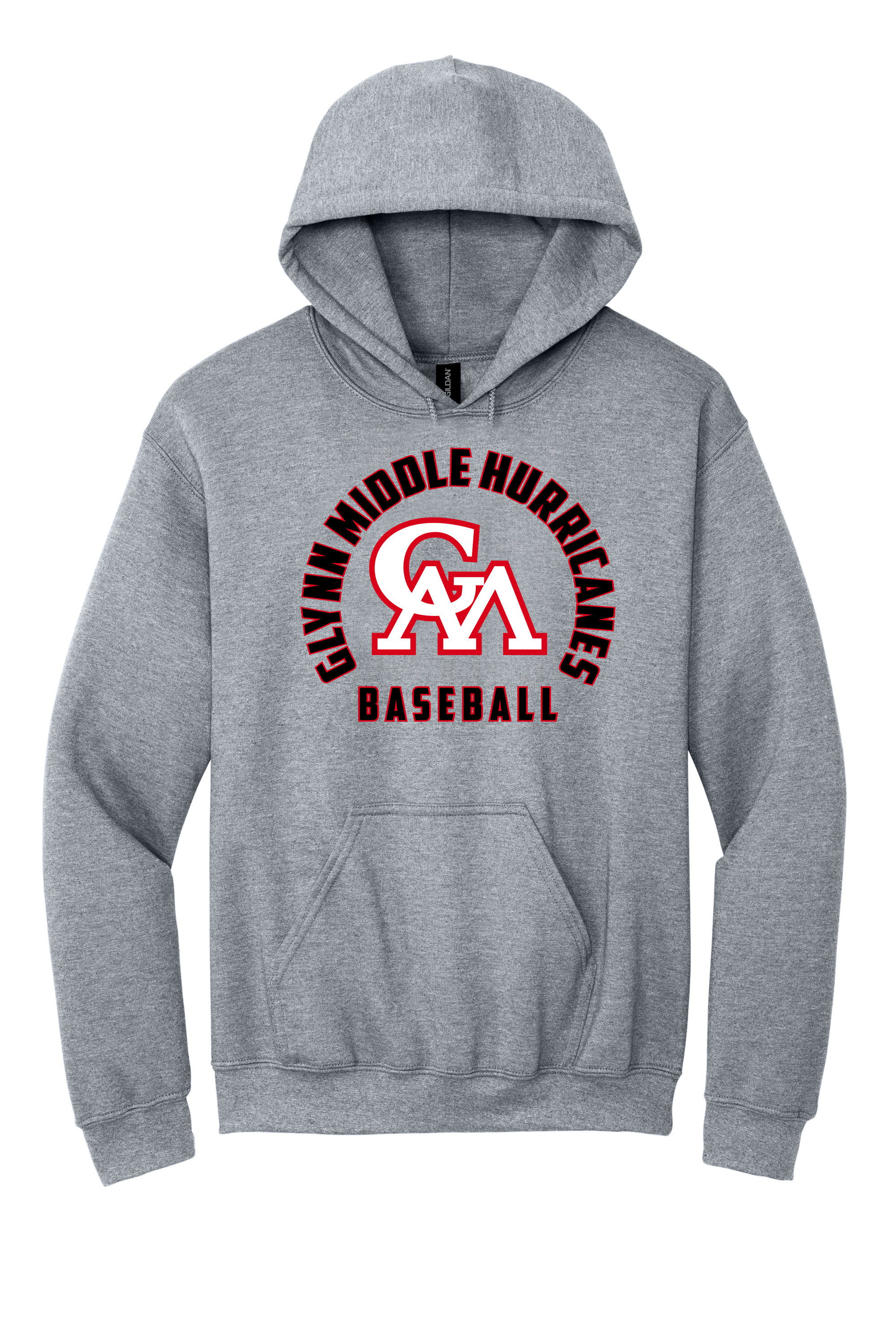 Glynn Middle Baseball Hoodie- Round GM Baseball logo-Adult