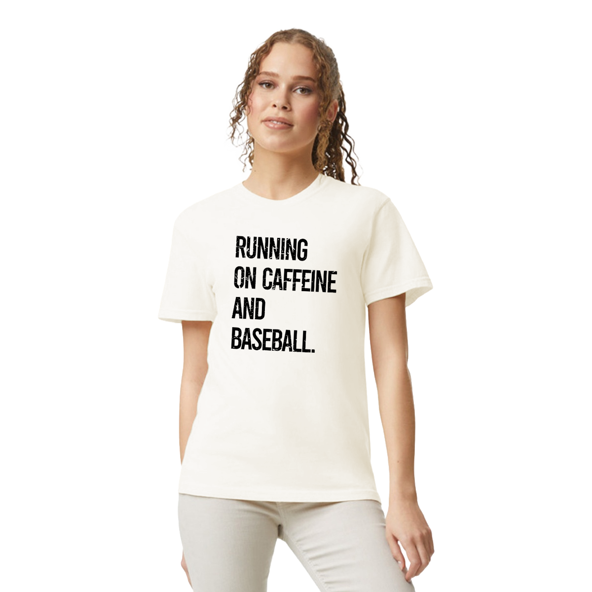 RUNNING ON CAFFINE AND BASEBALL T-SHIRT